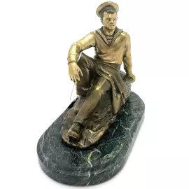 Bronze statuette and serpentine "Sailor"